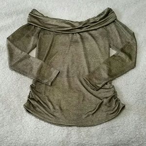 NWOT Gold Off-the-Shoulder Long Sleeve Top